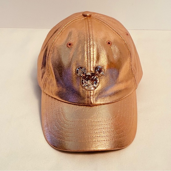 Disney Accessories - Disney Parks Mickey Mouse Rose Gold Sequin Baseball Cap Adult Size